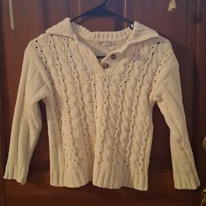Women's White Cable Knit Sweater